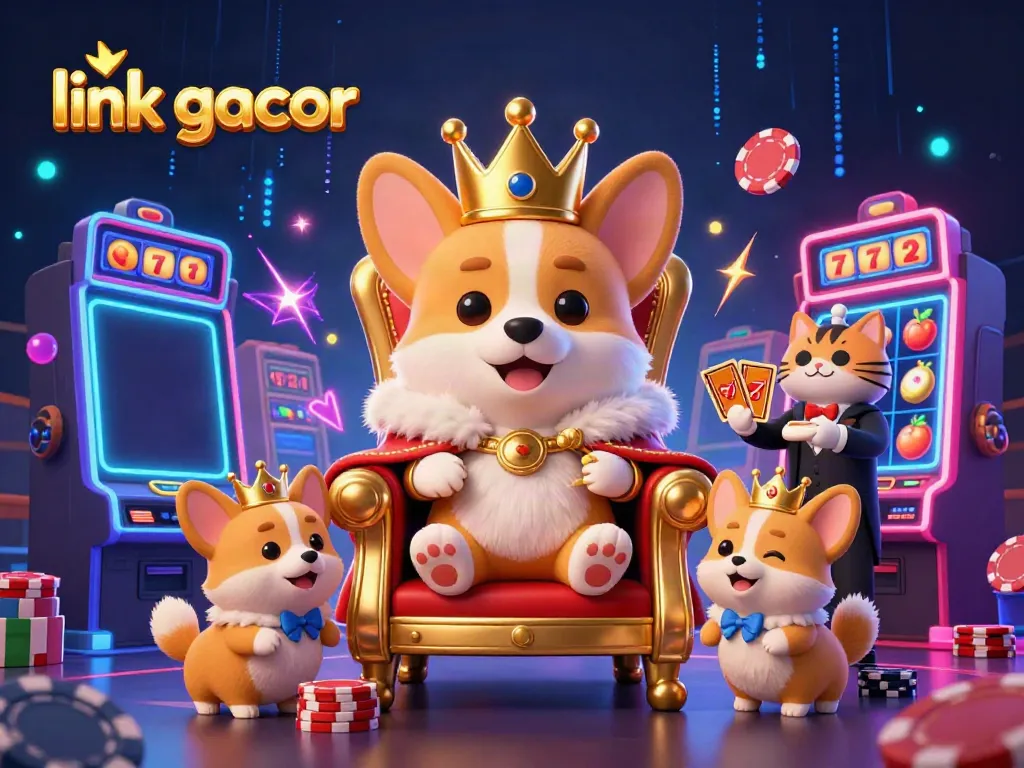 Experience the excitement of link gacor slots with whimsical characters in a vibrant casino scene.