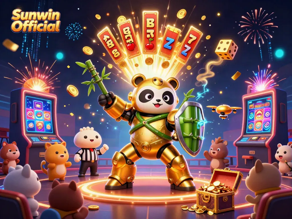 Engage in thrilling gameplay with Sunwin Official, showcasing a vibrant 3D casino atmosphere full of excitement.