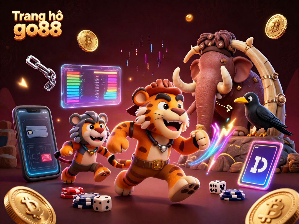 Engage with Trang chủ go88 in an exciting prehistoric casino scene featuring vibrant, dynamic elements.
