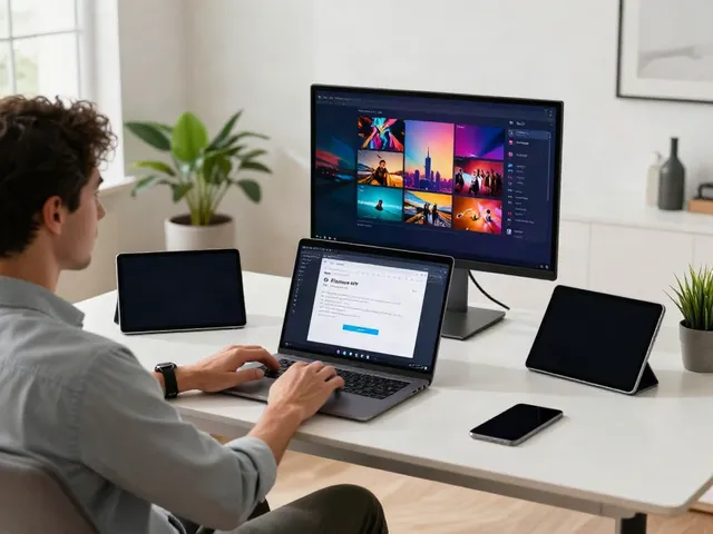 Effortlessly get it on PC; user downloading Pikashow APK in a stylish home office.