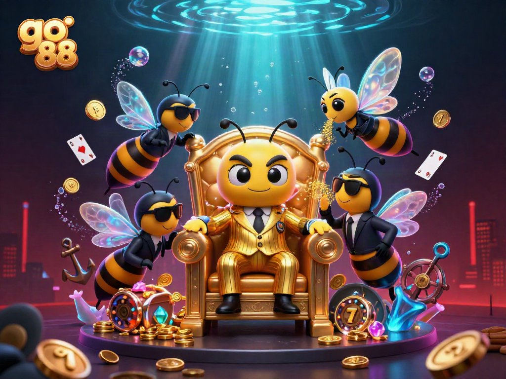 Spinning slot reels showcase the exciting world of go 88's gaming experience with colorful gems and coins.
