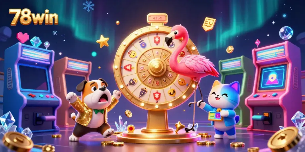 Experience thrilling moments with 78win as the exciting game show host spins the prize wheel.