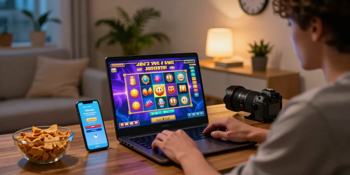 Super59 link alternatif untuk permainan slot online, pemain menggunakan laptop dengan grafik menarik di ruang yang nyaman.