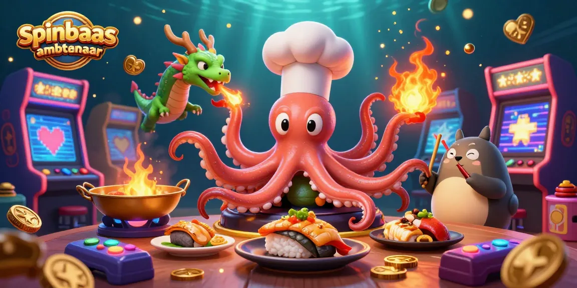 Engage with spinbaas ambtenaar in a vibrant casino scene with dynamic characters and game elements.
